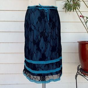 Vintage Betsey Johnson y2K 90’s lace midi skirt goth